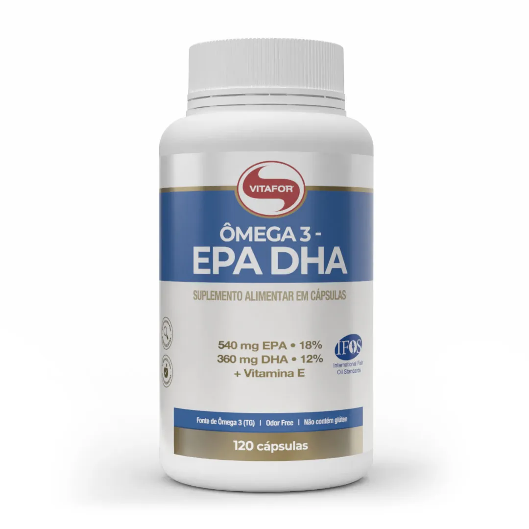 Ômega 3 EPA DHA: Ômega 3 + Vitamina E 120 Cápsulas