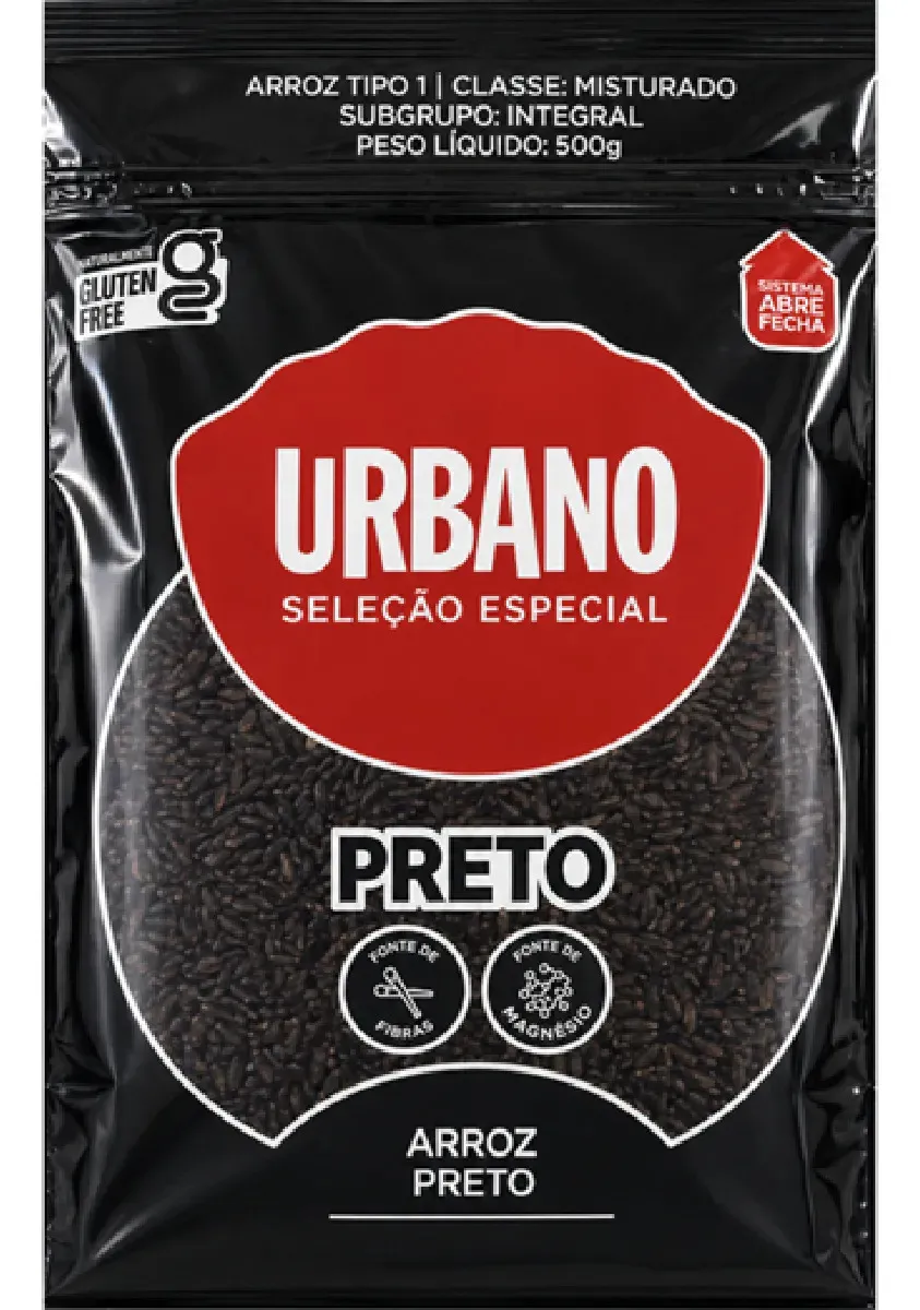 ARROZ INTEGRAL PRETO SEM GLUTEN URBANO 1KG